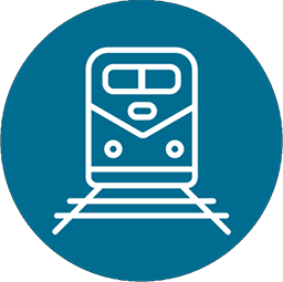 A train on railway tracks, symbolizing the new services offered by the High Frequency Rail (HFR) project. Illustration.